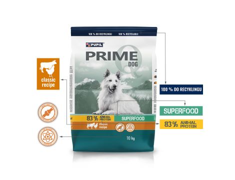Karma sucha dla psa PUPIL Prime bogata w drób z wołowiną 10kg+10xKarma mokra dla psa PUPIL Prime bogata w indyka z wątróbką 400 g - 3