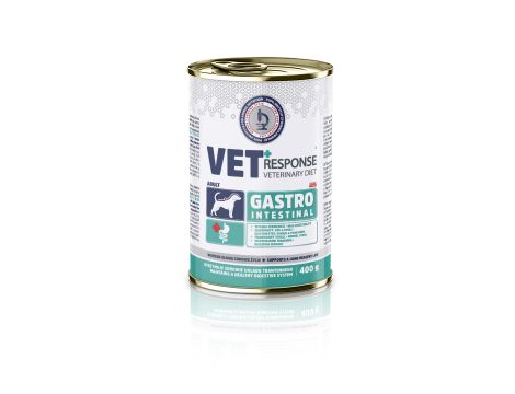 Karma weterynaryjna mokra dla psa VET RESPONSE GASTROINTESTINAL 10x 400 g + VET RESPONSE SuperGastro na trawienie 120 ml - 60 kapsułek - 3