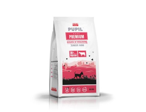 Karma sucha dla psa PUPIL Premium JUNIOR MINI bogata w wołowinę 10 kg